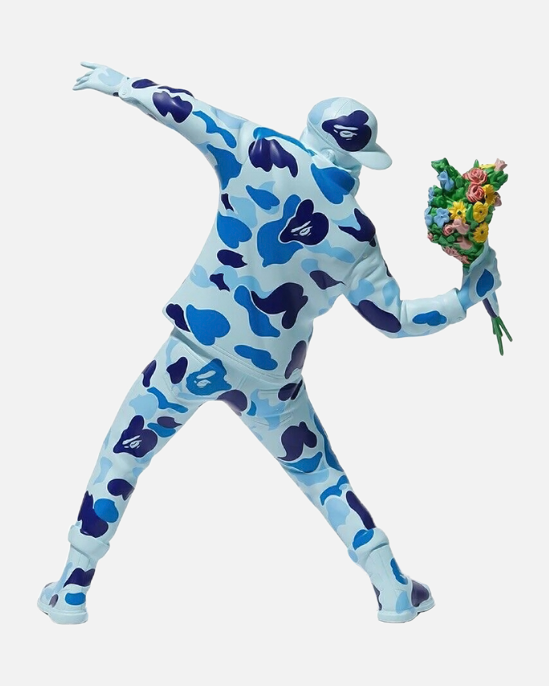 Banksy Brandalism x BAPE Flower Bomber Figure Blue