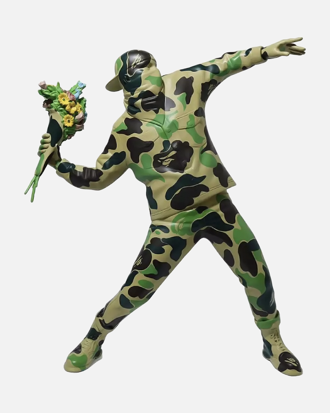 BAPE x Banksy Brandalism Flower Bomber Sculpture Green