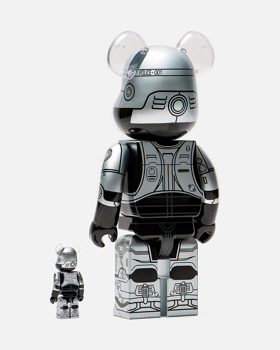 Bearbrick Robocop 100% & 400% Set Silver