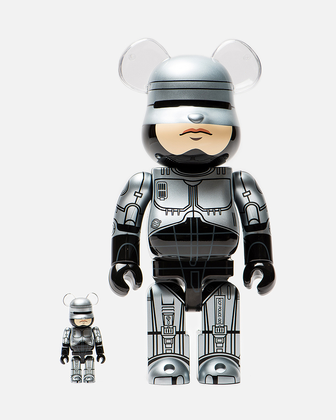 Bearbrick Robocop 100% & 400% Set Silver