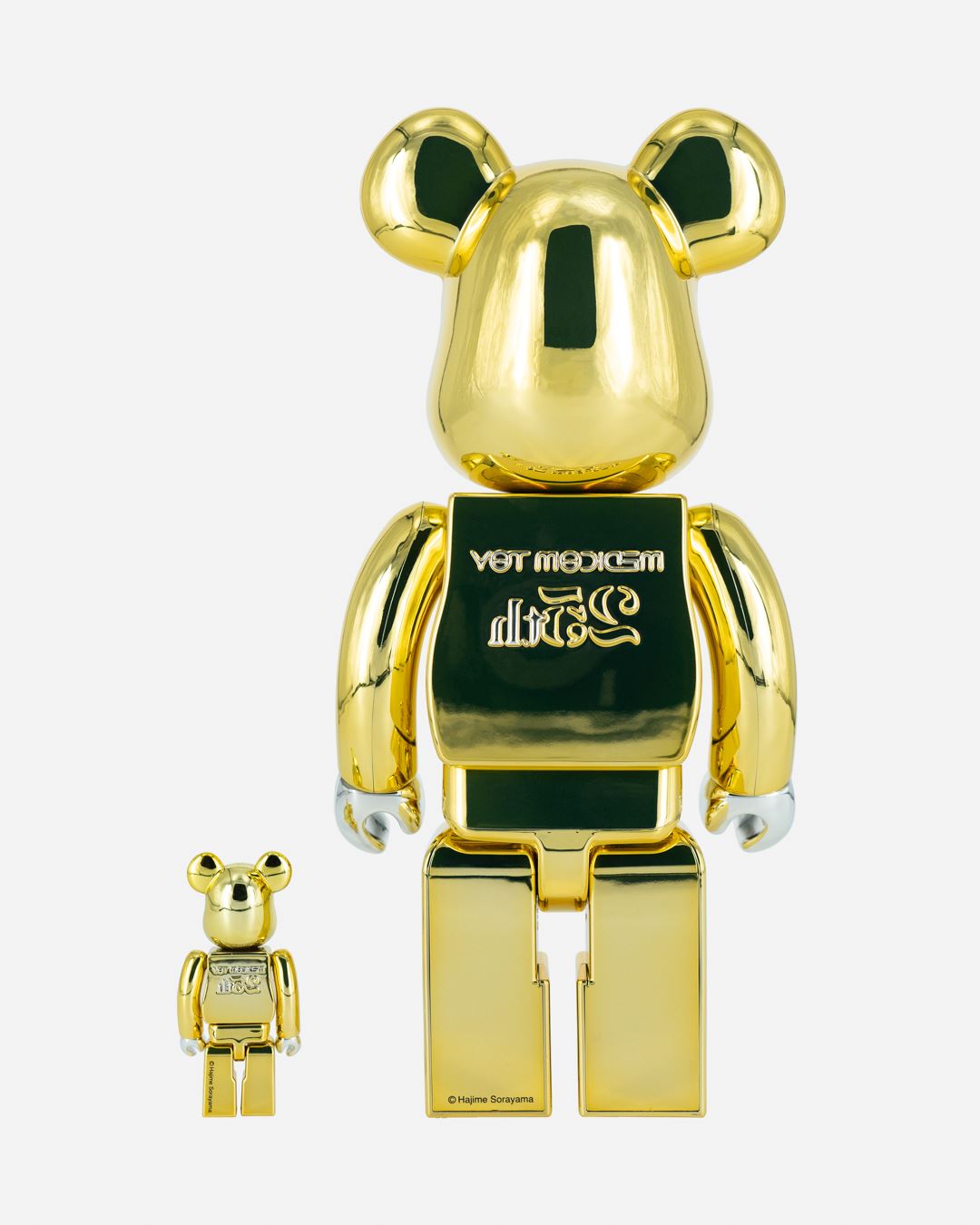 Bearbrick Medicom Toy 25th Anniversary 100% & 400% Set Gold Chrome