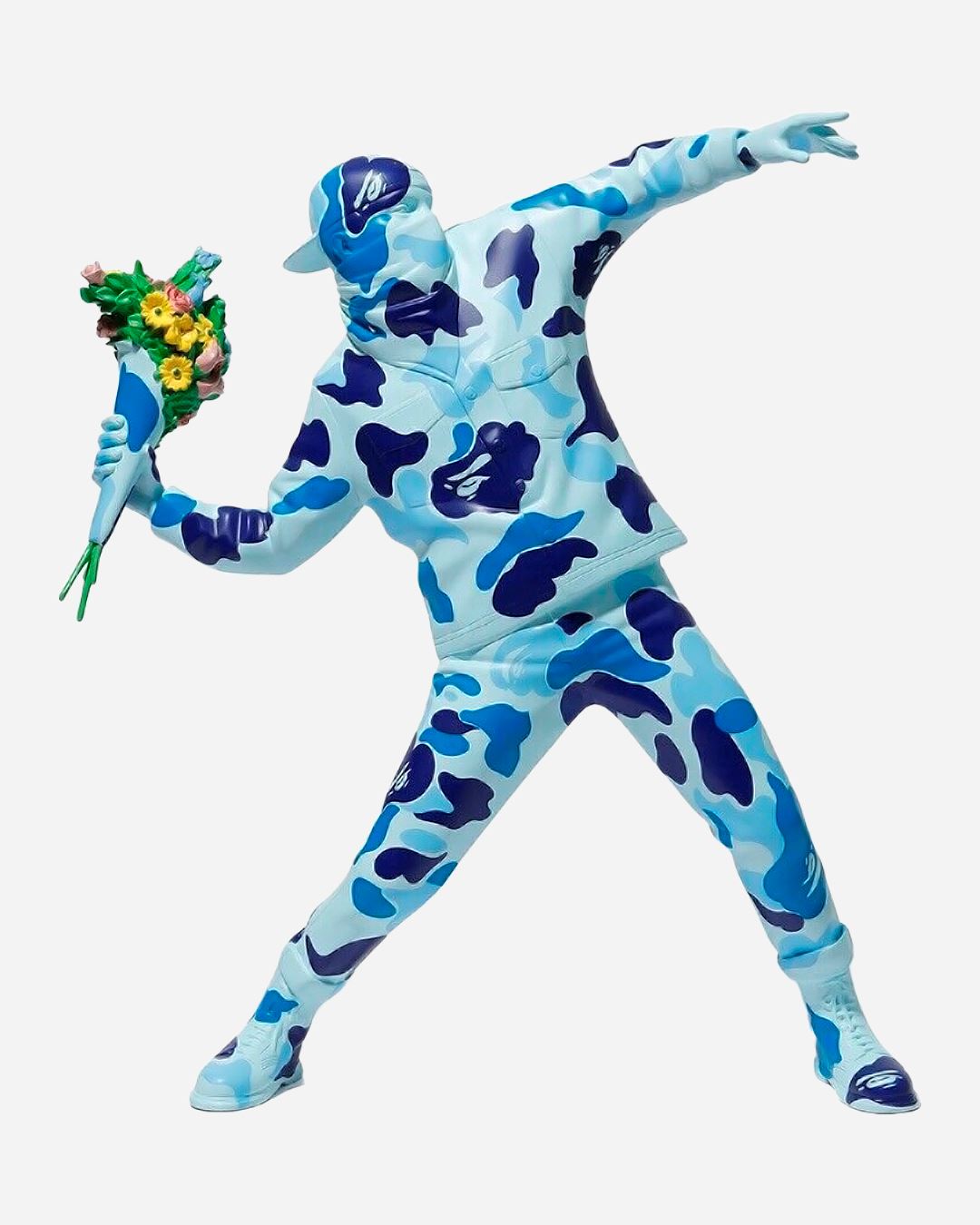 Banksy Brandalism x BAPE Flower Bomber Figure Blue