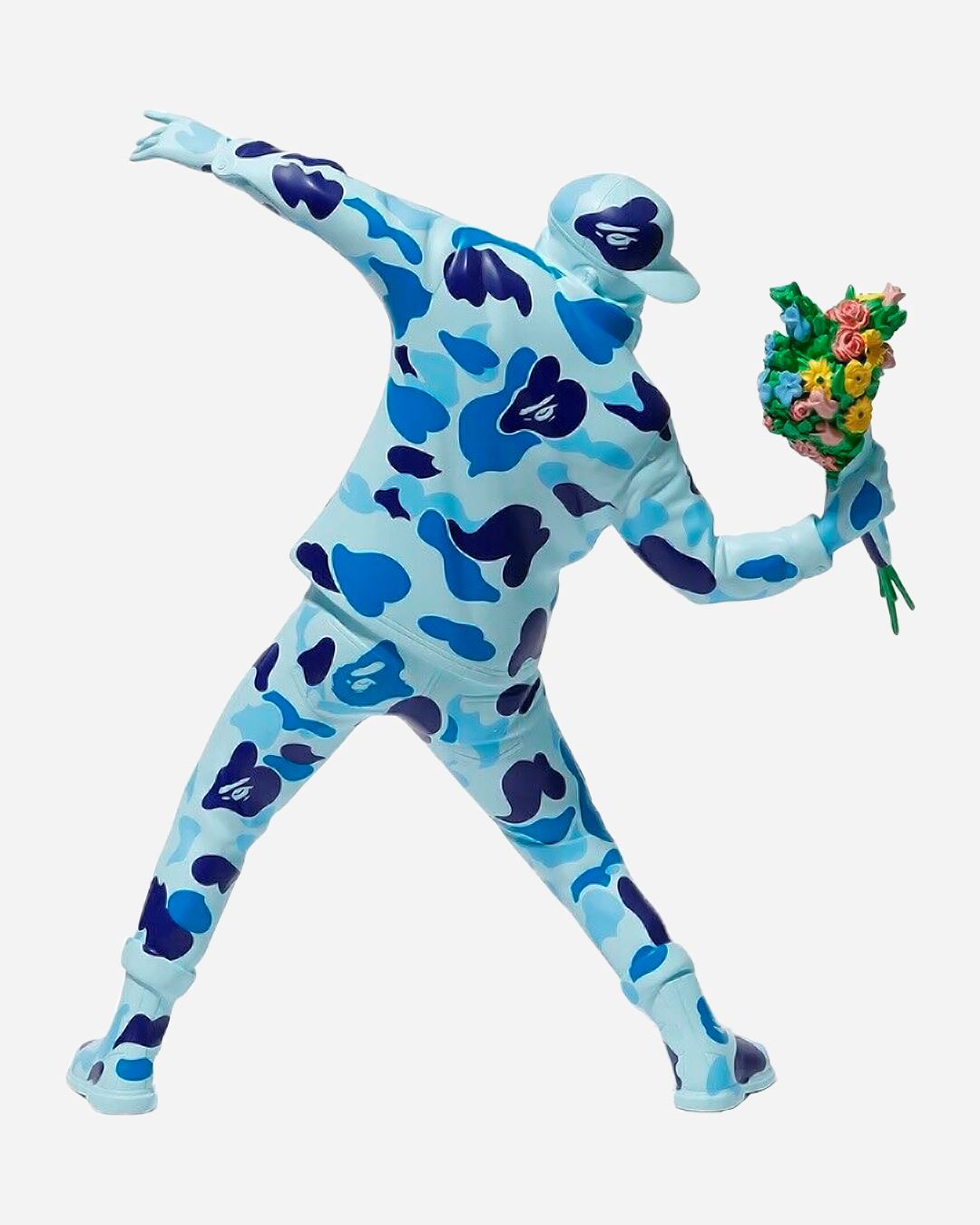 Banksy Brandalism x BAPE Flower Bomber Figure Blue