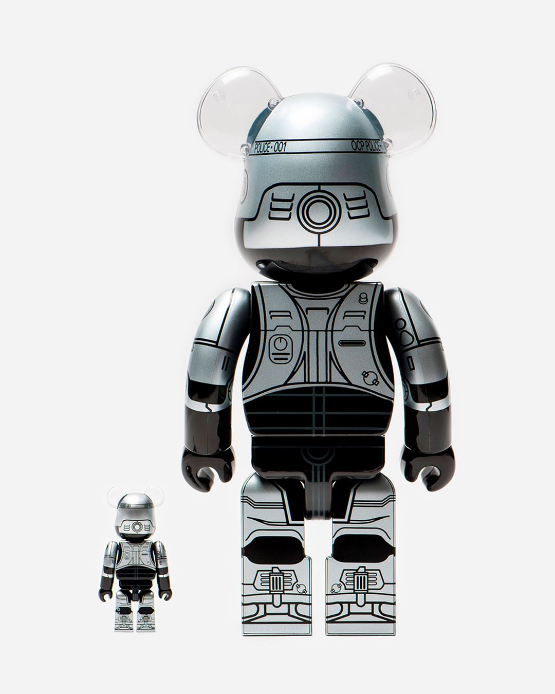 Bearbrick Robocop 100% & 400% Set Silver