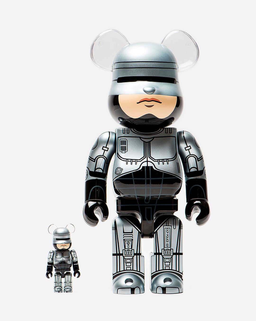 Bearbrick Robocop 100% & 400% Set Silver